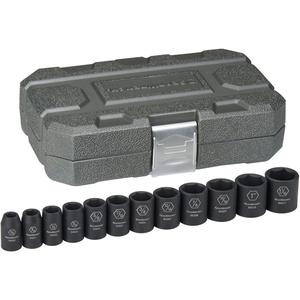 Socket Set - 1/2", Impact, Standard, 12, 3/8" to 1 1/16"