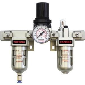 Airflo Modular Filter/Regulator & Lubricator (Gauge Included) - 1" NPTF, 175 SCFM @ 100 PSI, 5 - 125 PSI, Aluminum, 4.4 fl.oz., 150 PSI, 150, 5-125, Die cast alum w/sight glass
