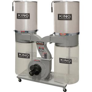 Dust Collectors with 2 Canister Filters - 23", 55-1/2", 70", 2280 CFM, 220 V, 3 HP, 3 x 4"/1 x 8", 75-85 dB, 11.8, 10 A
