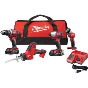 M18™ Cordless 4-Tool Combo Kit - 18 V, Lithium-Ion, 500 in-lbs, 0 - 400 & 0 - 1800, 1500 in-lbs, 0 - 2750