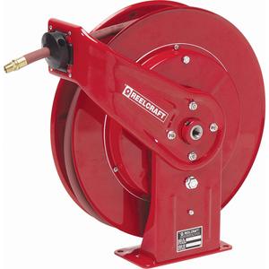 Hose Reels - Air/Water, Single Hose, 1/2", 50', 3/8" NPTM, 300 psi, 20.25", 19.75", 7", 1/2" NPTF, Spring, 47