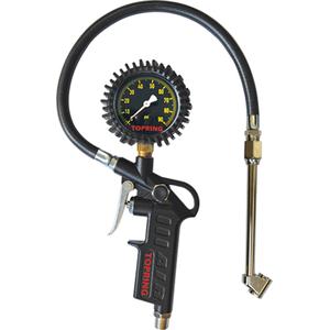 Tire Pressure Gauges - Dual Wheel Type- Pistol Grip Dial Inflator Gauges - 0.0 to 90.0 PSI, 1 psi