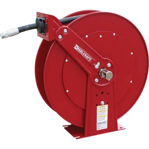 Hose Reels - Fuels, Single Hose, 3/4", 75', 3/4" NPTM, 50 psi, 7.875", 24", 25.375", 3/4" NPTF, Spring, 115