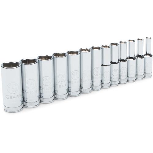 6-Point Metric Socket Set - 1/4", Hand/Standard, Deep, 13, Assortment of Sockets, ASME B107.5M, ANSI, Full Lifetime, Full Polish Chrome - Image 2