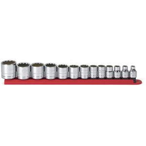12-Point SAE Socket Set - 3/8", Hand/Standard, Standard, 13, Assortment of Sockets, ASME, ANSI, Full Lifetime, Full Polish Chrome