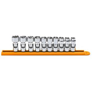 6-Point Flex Metric Socket Set - 3/8", Hand/Standard, Standard, 10, Assortment of Sockets, ASME, ANSI, Full Lifetime, Full Polish Chrome