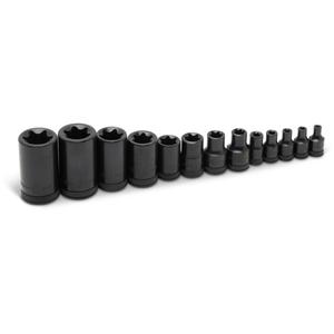 External Torx® Socket Set - 1/2"/3/8"/1/4", Hand/Standard, Assortment of Sockets, ASME B107.1, B107.5M, B107.10, B107.14, ANSI, Full Lifetime, Black Oxide