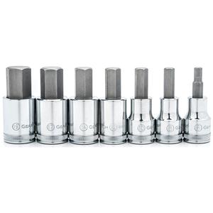 Metric Bit Socket Set - Hex, 1/2", 7, 6mm; 8mm; 10mm; 12mm; 14mm; 17mm; 19mm; Socket Rail, Full Lifetime