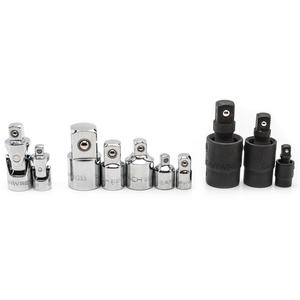 10-Piece 1/4", 3/8" & 1/2" Drive Universal Joint and Adapter Set - Full Lifetime, 1/4" Drive Universal Joint, 3/8" Drive Universal Joint, 1/4" Drive Impact Universal Joint, 1/4" Drive 1/4" F x 3/8" M Adapter