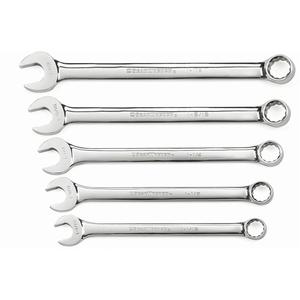 12-Point Long Pattern Wrench Set with Tool Roll - 5, Imperial, Combination, Full Lifetime, 1-1/16" 12 Point Long Pattern Combination Wrench, 1-1/8" 12 Point Long Pattern Combination Wrench, 1-1/4" 12 Point Long Pattern Combination Wrench