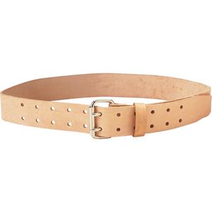 Double Tongue Belt - Beige, Leather, 2"