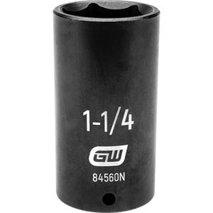 SAE Socket - 1/2", 1-1/4", 3.228", 6, Impact, Deep, Full Lifetime, Black Oxide