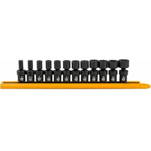 12-Piece 1/4" Drive 6 Point Universal impact Metric Flex Socket Set - Full Lifetime, 5mm, 5.5mm, 6mm, 7mm, 8mm, 9mm, 10mm, 11mm, 12mm, 13mm, 14mm, 15mm Flex sockets