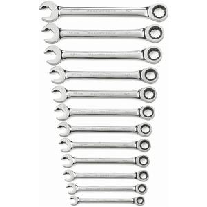 72-Tooth 12-Point Ratcheting Wrench Set - 12, Metric, Open-Ended, Full Lifetime, 8mm 72-Tooth 12 Point Open End Ratcheting Combination Wrench, 9mm 72-Tooth 12 Point Open End Ratcheting Combination Wrench
