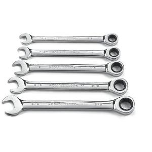 72-Tooth 12 Point Ratcheting SAE Wrench Set - 5, Imperial, Combination, Full Lifetime, 3/8", 7/16", 1/2", 9/16", 5/8" 72-Tooth 12 Point Ratcheting Combination SAE Wrench