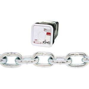 Campbell® Proof Coil Chain - 400 lbs. (0.2 tons), 200' (60.96 m), Grade 30, 1/8", Low Carbon Steel, Zinc Plated, 4 to 1, Square Pail