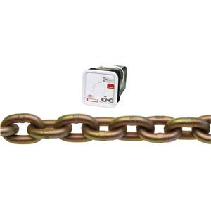 Campbell® Transport Chain - 3150 lbs. (1.575 tons), 65' (19.8 m), Grade 70, 1/4", Heat-Treated Carbon Steel, Yellow Chromate Plated/Zinc Plated, 4 to 1, Square Pail