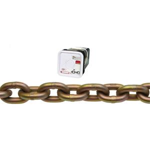 Campbell® Transport Chain - 6600 lbs. (3.3 tons), 45' (13.7 m), Grade 70, 3/8", Heat-Treated Carbon Steel, Yellow Chromate Plated/Zinc Plated, 4 to 1, Square Pail