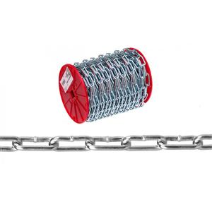 Straight Link Coil Chain - 310 lbs. (0.155 tons), 125' (38.1 m), Not Graded, #2, Low Carbon Steel, Zinc Plated