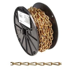 Twist Link Coil Chain - 240 lbs. (0.12 tons), 50' (15.24 m), Not Graded, #3, Low Carbon Steel, Brass Plated