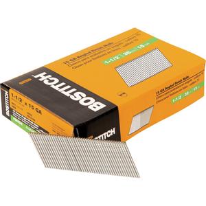 15 Gauge Angled Finish Nails - 1-1/2", Smooth, Galvanized, Chisel, Box, 3655