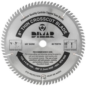 Industrial Saw Blade - Crosscut Thin Kerf - 8", 5/8", 80, Wood