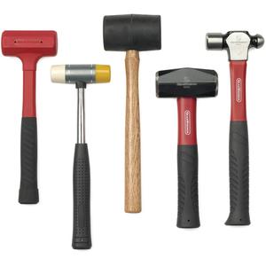 Hammer & Mallet Set - 5, Full Lifetime, 16 oz. Ball Pein Hammer with Fiberglass Handle, 3 lb. Drilling Hammer with Fiberglass Handle, 16 oz. Rubber Mallet with Hickory Handle, 12 oz. Soft Face Hammer with Black Comfort Grip Handle