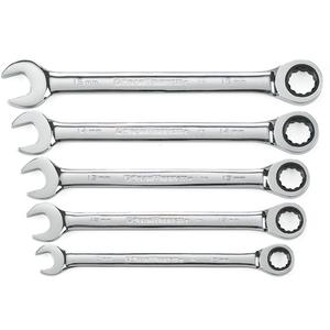 72-Tooth 12 Point Ratcheting Wrench Set - 5, Metric, Combination, Full Lifetime, 10mm, 12mm, 13mm, 14mm, 15mm
