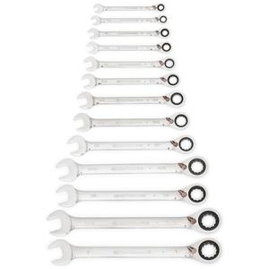 72-Tooth 12 Point Reversible Ratcheting SAE Wrench Set - 13, Imperial, Combination, 12, Full Lifetime, 5/16", 11/32", 3/8", 7/16", 1/2", 9/16", 5/8", 11/16", 3/4", 13/16", 7/8", 15/16", 1"