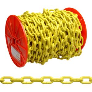 Proof Coil Chain - 1300 lbs. (0.65 tons), 60' (18.3 m), Grade 30, 1/4", Low Carbon Steel, Poly Coated, Yellow
