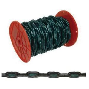Straight Link Coil Chain with Green Sleeve - 520 lbs. (0.26 tons), 60' (18.3 m), Not Graded, 2/0, Low Carbon Steel, Zinc Plated