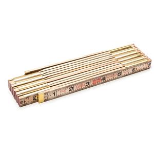 Red End® Rule with Two 6" Slide Rule Extensions - 6', 5/8", 1/16", Wood, Full Lifetime