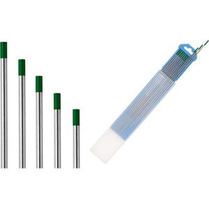 Tungsten Electrodes - 1/8", 7", Green AWS A5.12 EWP ISO 6848 WP, Pack, 10, Pure