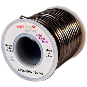 Common Solder - 0.0625", Acid, Lead-Based, 50% Tin 50% Lead, Wire, 1/8" x 5# Spool