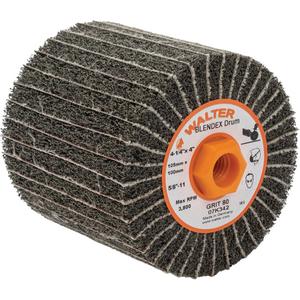 Two-In-One™ Finishing Drums - 4-1/4", 4", 80, 5/8"-11, Steel, Stainless Steel, Aluminum & Copper Alloys, 3800