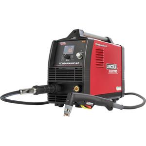 Tomahawk® 45 Plasma Cutter with 20' Hand Torch - 230 V, 1 Ph, 60 Hz, (1) Tomahawk 45 Plasma Cutter; (1) K2847-1 LC40 Hand Torch 20 ft Cable; (3) KP2843-1 Electrode; (3) KP2843-2 Nozzle 40A; (2) KP2842-4 Swirl Ring; (1) KP2843-5 Retaining Cap (Standard); (1) KP2843-2 Drag Spacer; (1) Air Regulator and Pressure Gauge; (1) Internal Water Separator; (1) Work Clamp and Cable; (1) Shoulder Strap; (1) Input Power Cord