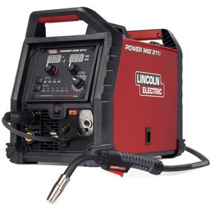 POWER MIG® 211i MIG Welder - 120 V/230 V, 1 Ph, 60 Hz, Magnum® PRO 100L Gun 10 ft. (3.0 m) (K4528-1), 230V to 120V Power Cord Adapter, Work Cable & Clamp, Adjustable Gas Regulator & Hose, Gas Nozzle