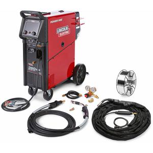 POWER MIG® 360MP Aluminum Front Trigger One-Pak® for Trailer & General Fabrication - 230 V/208 V/460 V/575 V, 1 Ph, 50/60 Hz, (1) POWER MIG 360MP Multi-Process Welder, (1) K2951-2 Magnum® PRO Curve™ 300 Gun 15 ft (4.5 m)