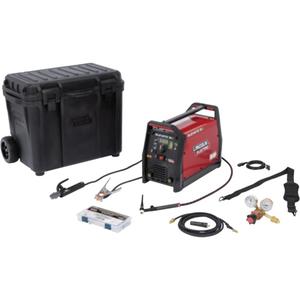 Elevate™ SLi Battery Powered Welder TIG with Rolling Case Package - 120 V, 1 Ph, 60 Hz, Elevate™ SLi Battery Powered Welder; 200 Amp Industrial Electrode Holder with Cable 12.5 ft (3.8 m) & Twist Mate™ (Dinse 10-25) Connector (K5612-1); Work Lead 12.5 ft (3.8 m) with Ground Clamp & Twist Mate™ (Dinse 10-25) Connector (K5482-1); Adjustable Shoulder Strap (KP5656-1); 120V Input Cord 7.5 ft (2m) (KP5655-1); Elevate™ SLi Battery Powered Welder Rolling Machine Case (K5548-1); Caliber® 17 Series TIG Torch - Flex/Valve; 12.5 ft (3.8 m) (K4841-17FV-1); Caliber® 17/18/26 Series TIG Torch Expendables Kit - 1/16"-1/8" (KP4760-HD); Small Twist Mate™ Torch Adapter (with Separate Gas) (K960-2); Deluxe Adjustable Gas Regulator (3000369)