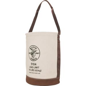 Bucket with Leather Bottom - 17", Beige, Canvas, 100 lbs. (45 kg), 12'' (30.5 cm)