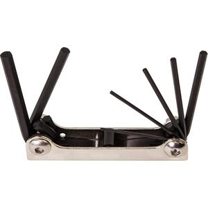 Folding Hex Key Set - 7, Metric, 1-1/2 mm, 2 mm, 2-1/2 mm, 3 mm, 4 mm, 5 mm, 6 mm, 3.703'' (94.1 mm), 0.594 to 1.781'' (15.1 to 45.2 mm), Silver