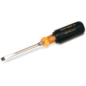 Heavy-Duty Slot Keystone Screwdriver - 1/4", 4", Round, Cushion Grip, 8-11/32"