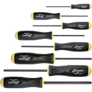 Ball Driver Screwdriver Sets - SAE - 8 Pcs., Non Magnetic, 7/64, 1/8, 9/64, 5/32, 3/16, 7/32, 1/4, 5/16