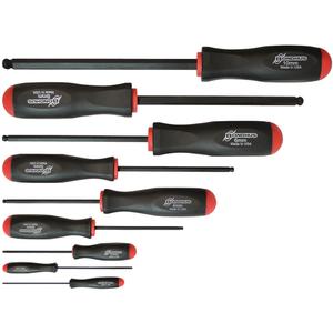 Ball Driver Screwdriver Sets - Metric - 9 Pcs., Non Magnetic, 1.5, 2, 2.5, 3, 4, 5, 6, 8, 10