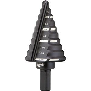 #5 Step Drill Bit - High Speed Steel, 1-3/8", 1/4", 1/8", Straight, 3/8"