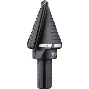 #7 Step Drill Bit - High Speed Steel, 7/8", Straight, 3/8", Metal & Plastic, Black Oxide