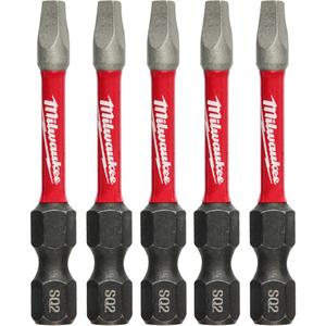 Shockwave™ Impact Power Bits - Square, 1/4", #2, 2", Package, 5