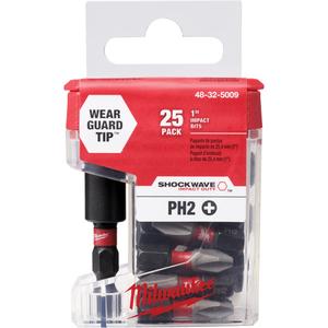 Shockwave™ Magnetic Bit Tip Holder with Phillips Insert Bits - 2.36", Standard with C-Ring, 1", #2