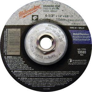 Grinding Wheel - 4-1/2", 1/4", 5/8"-11, 13580, 27, Aluminum Oxide