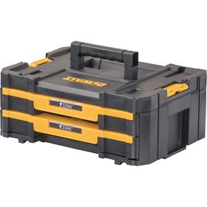 TSTAK® IV Tool Box with Double Shallow Drawers - Black, 16-1/4", 12-1/4", 6-3/8"
